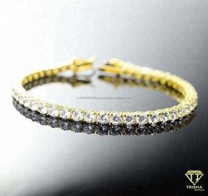 Pulsera de tenis de diamantes de lujo para mujer, cierre seguro de Zirconia cúbica clásica, joyería de eslabones de cadena fina chapada brillante para boda - Product Image 2