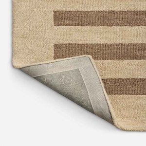 Modern Beige Brown Stripe Wool Rug Hand Tufted Neutral Area Carpet Minimalist Living Room Bedroom Custom Size Luxury Decor Rug - Product Image 6