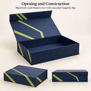 Custom Navy Vector Magnetic Book Paper <b>Box</b> for Headphone Retail <b>Pack</b> OEM Logo Packaging - Product Image 2