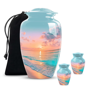 Aluminum Cremation Urn <b>Memorial</b> <b>Keepsake</b> Jar Customized Sunset Print Metal Urn for Burial Decoration Adult - Product Image 4