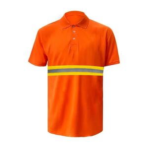 เสื้อโปโลแขนสั้นกันลมสีเขียวนีออนพร้อมแถบสะท้อนแสงชุดทำงานแบบมองเห็นได้ชัดเจนสำหรับทุกเพศ - Product Image 1