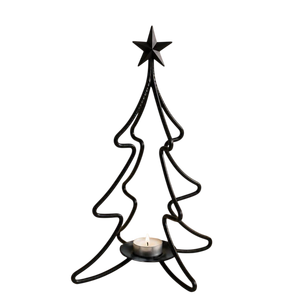 Support de Bougie Chauffe-Plat en Fer Noir pour Arbre de Noël, avec Sommet Étoilé, Résistant à la Chaleur, en Métal, Décoration Maison, Événements et Mariages - Product Image 1