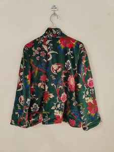 Blouson bomber court pour femme, imprimé floral bohème, en velours, réversible, broderie écologique, 100% coton, hiver - Product Image 6