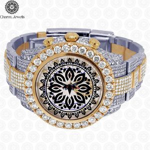 Montre de luxe Charm_Jewells en acier inoxydable, boîtier de 40 mm, mouvement mécanique analogique, lunette sertie de diamants, chronographe automatique pour homme - Product Image 5