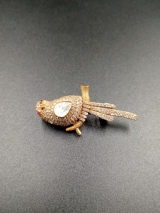 Broche d'oiseau de luxe en argent 925 avec diamant, sertissage pavé, pierre centrale taille cœur, bijou fin en forme d'animal, fait main, cadeau de mariage - Product Image 6