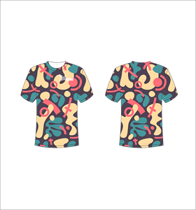 Camiseta Deportiva Ligera de Manga Corta Sublimada Personalizada con Estampado Geométrico Abstracto Multicolor, Fabricante al por Mayor - Product Image 1