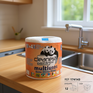 Asciugamani da Cucina Multiuso Cleanest Paper&More, 18=4 Rotoli, Ecologici per Cucina - Product Image 3