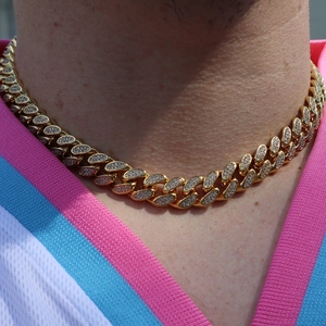 Collar de Plata de Ley 925 de 15 mm para Hombre, con Engaste de Puntas, Estilo Miami Iced Out, Cadena Cubana, con Moissanita VVS Baguette - Product Image 4