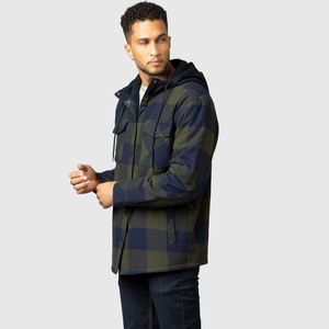 Chaqueta de Franela para Hombre, Diseño Moderno, Estilo Western, Forrada de Felpa, con Capucha, a Cuadros, Mezcla de Algodón, para Invierno, Cálida, Informal, para Exteriores, con Forro Sherpa - Product Image 5
