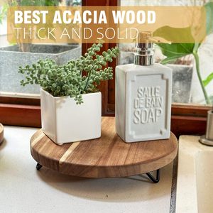 Acacia <b>Wood</b> Luxury <b>Round</b> Dishwasher Safe Serving Tray for Home/Kitchen/Restaurant/Office <b>Dining</b> <b>Table</b> | Premium 100pcs MOQ - Product Image 2