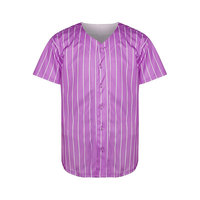 Maillot de baseball rayé rose à manches courtes, boutonné sur le devant, unisexe, en polyester anti-humidité, uniforme pour adulte