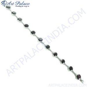 Garnet <b>Gemstone</b> Silver <b>Bracelet</b> - Product Image 1