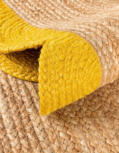 Alfombra Decorativa de Yute con Borde Festoneado Amarillo, Tejida a Mano, para Pasillo, Cocina o Estilo Rústico - Product Image 4