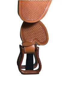 Nueva Silla de Montar sin Arco para Caballo de Cuero Marrón y Azul |   Diseño Innovador para Mayor Comodidad |   Productos para Carreras de Caballos de la India - Product Image 5