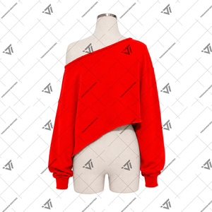 Vente en gros de Delta grec |   Sigma |   Theta |   Vêtements de sororité DST, sweat-shirt court asymétrique brodé à épaules dénudées pour femme - Product Image 2