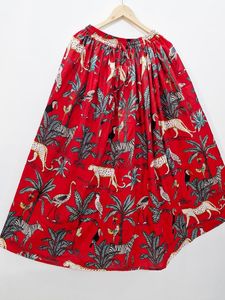 Falda Maxi de Algodón Hecha a Mano con Estampado de Tigre, Falda Boho con Volantes - Product Image 3