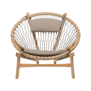Silla de jardín de madera maciza de teca con cojín, muebles de exterior escandinavos, cómoda silla de salón con patas cónicas, duradera 1 - Product Image 2