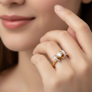 แหวนเพชรดีไซน์โบว์เก๋ไก๋ เครื่องประดับทองคำ แหวนหมั้น แหวนแต่งงานสำหรับผู้หญิง - Product Image 6