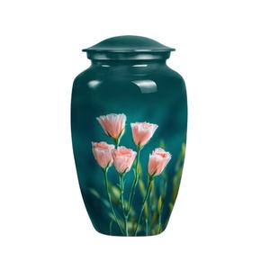 โกศเผาศพอลูมิเนียมปลายสูงลายทิวลิปสำหรับผู้ใหญ่ที่เก็บของประดับเคลือบเคลือบสำหรับตกแต่งความจุ3-4L - Product Image 1