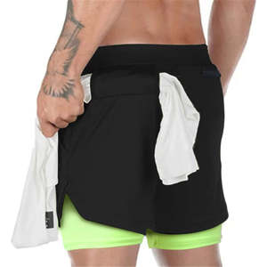 Pantalones Cortos Deportivos de Doble Capa para Hombre, Pantalones Cortos Deportivos 2 en 1 para Gimnasio, Entrenamiento, Secado Rápido, para Correr, de Doble Capa, para Verano - Product Image 3
