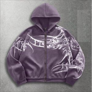Sudadera con capucha y cremallera de algodón grueso de alta calidad para hombre, estilo vintage, ropa de calle, chándal de otoño, tejido de punto oversize bordado - Product Image 2