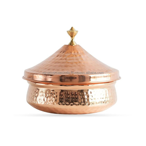 Handi de acero y cobre de estilo elegante con tapa y pomo de latón, vajilla y vajilla elegantes para uso en el hogar y restaurante al mejor precio - Product Image 2