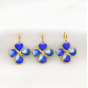 Pendentif en labradorite en forme de trèfle, 5 mm, lisse, avec serti, fait main, breloque en labradorite 7x5 mm, plaqué or, avec anneau - Product Image 5