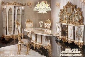 Neo Classic Style Luxury Dining Room Table Set Antique Carved Dark Brown Finish Dining Table Set Royal Teak Wood Dining Table - Product Image 6