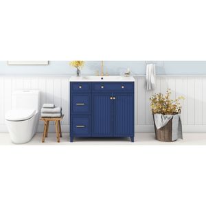 Mobile Bagno Stile Transizionale da 36 Pollici con Lavabo in Resina, Mobiletto Singolo con 2 Cassetti e 1 Ripiano Regolabile - Product Image 6