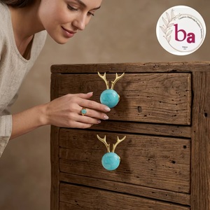 Resin <b>Brass</b> Rabbit Shape Modern Cabinet Knob & <b>Drawer</b> <b>Pull</b> Eco-Friendly Durable Easy Installation - Product Image 2
