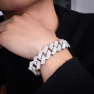 สร้อยข้อมือแบบเชื่อมต่อสั่งทำพิเศษ วัสดุเงินคุณภาพพรีเมียม สำหรับทั้งชายและหญิง ชุบเงิน ประดับเพชรโมอิสซาไนต์ทรงเรเดียนท์คัท สไตล์ฮิปฮอป พร้อมใบรับรองจากผู้เชี่ยวชาญ - Product Image 5