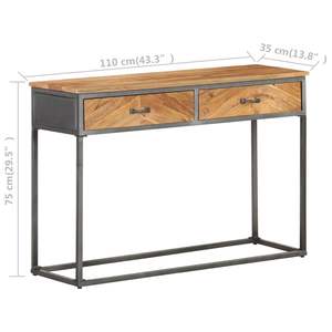 Table console en bois naturel avec accents en acier gris - Product Image 6