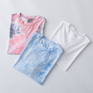 Camisetas Tie Dye Personalizadas al por Mayor, de Algodón Grueso, Cuello Redondo, Estilo Vintage, para Camisetas con Tinte Degradado Morado - Product Image 4