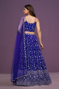 Wholesale Premium Georgette Semi Stitched Lehenga Choli Heavy Zari Sequence Embroidery with <b>Net</b> Dupatta - Product Image 6