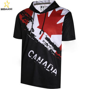 Canadá bandera Dry Fit sudaderas con capucha de manga corta para hombres entrenamiento gimnasio Atlético pulóver camisetas sudaderas ligeras - Product Image 1