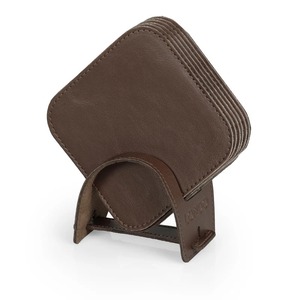 Ensemble de sous-verres ronds modernes en cuir PU de qualité supérieure avec logo personnalisé, 4/6/8 pièces, tapis et dessous de verre pour la maison, le bureau, le bar, pour les cadeaux de mariage - Product Image 4