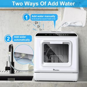 Lave-vaisselle de comptoir portable, pas besoin de raccordement, lave-vaisselle compact avec réservoir d'eau intégré de 5 litres, 5 programmes - Product Image 3