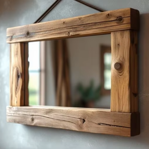 Espejo Decorativo Moderno de Madera Maciza India con Acabado Envejecido y Diseño Tallado a Mano para Muebles del Hogar, Accesorio para Baño y Uso en Hoteles - Product Image 1