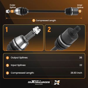 Front Left or Right CV Axle for Polaris Ranger 570 900 1000 2013 2020 Product Category C.V. Joints - Product Image 4