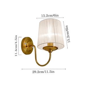Modern gold <b>wall</b> <b>sconce</b> fabric shade bedside <b>wall</b> lamp luxury brass <b>wall</b> <b>light</b> indoor decorative lighting hotel style - Product Image 2