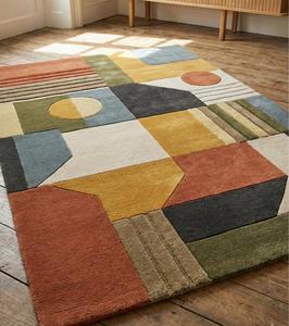 Tapis de luxe en laine tuftée à la main, antidérapant, à motif géométrique abstrait, à poils moyens, pour salon, chambre, salle à manger, décoration intérieure - Product Image 1