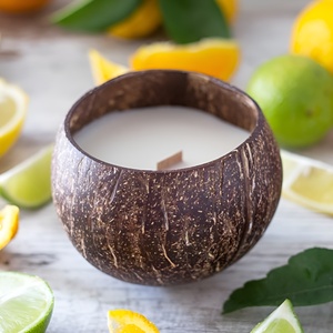 Contenedor para velas de coco, de la mejor calidad, hecho a mano, recipiente de cáscara de coco, velas, fábrica OEM ODM - Product Image 6