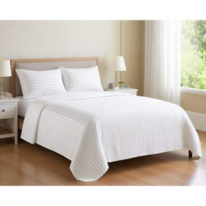 White Satin Stripe 1CM Hotel Home Bedding 210 TC Super <b>King</b> <b>Size</b> Quilt Cover Set Simple Full Double Bed <b>Sheet</b> Set for Home Use - Product Image 3
