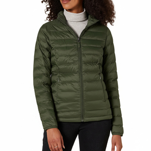 Veste courte matelassée d'hiver 2026 pour femme, avec fermeture éclair, col montant, chaude, couleur unie, style décontracté - Product Image 1