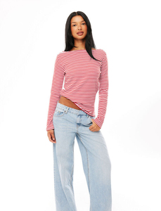 Striped Boat Neck Long Sleeve Slim Fit Casual Basic Tee Soft Knit Pullover <b>Top</b> for Women Women's T-Shirts - Product Image 2