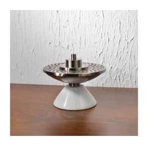 Quemador de incienso de piedra de Marquina negra pulida con vetas – Soporte para Bakhoor de acero inoxidable con patrón radial - Product Image 2