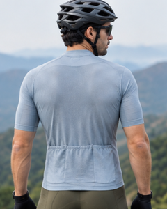 Men Cycling Jersey Short Sleeve <b>Light</b> Grey Breathable Quick Dry Polyester Customized Team <b>Name</b> Rear Pocket Outdoor Riding Wear - Product Image 1