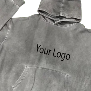 Sudadera con Capucha Gris Lavado con Logotipo Personalizado, Sudadera con Capucha Estilo Vintage con Bolsillo Canguro, Sudadera con Capucha Unisex de Algodón Grueso - Product Image 3