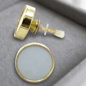 Round Brass Cabinet <b>Knob</b> with White Center Modern Style Furniture Handle <b>for</b> Kitchen <b>Dresser</b> Bathroom Warehouse Drawers & Doors - Product Image 1