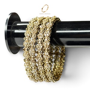 Elegante Brazalete Chapado en Oro con Circonita Cúbica Estilo Kashmiri, Joyería de Boda para Mujer, Venta al Por Mayor al Precio Más Bajo - Product Image 4